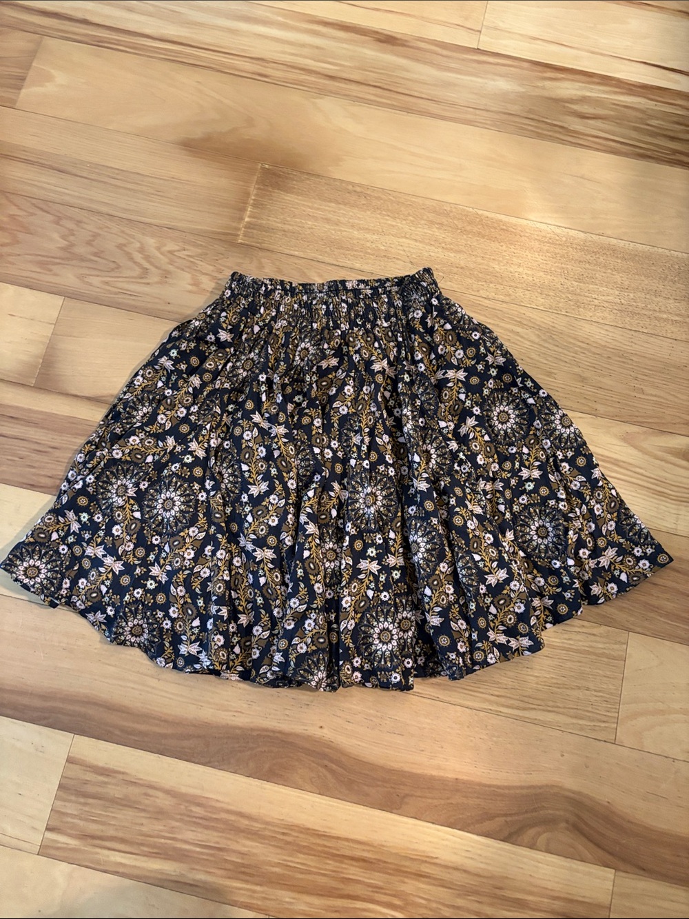 Brown Floral Anthropologie Circle Skirt